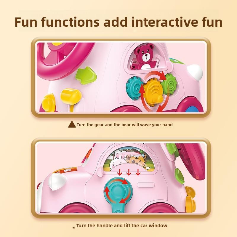 Baby Early Education Cartoon Bear Phone With Motorized Steering Wheel For Toddler Learning And Play