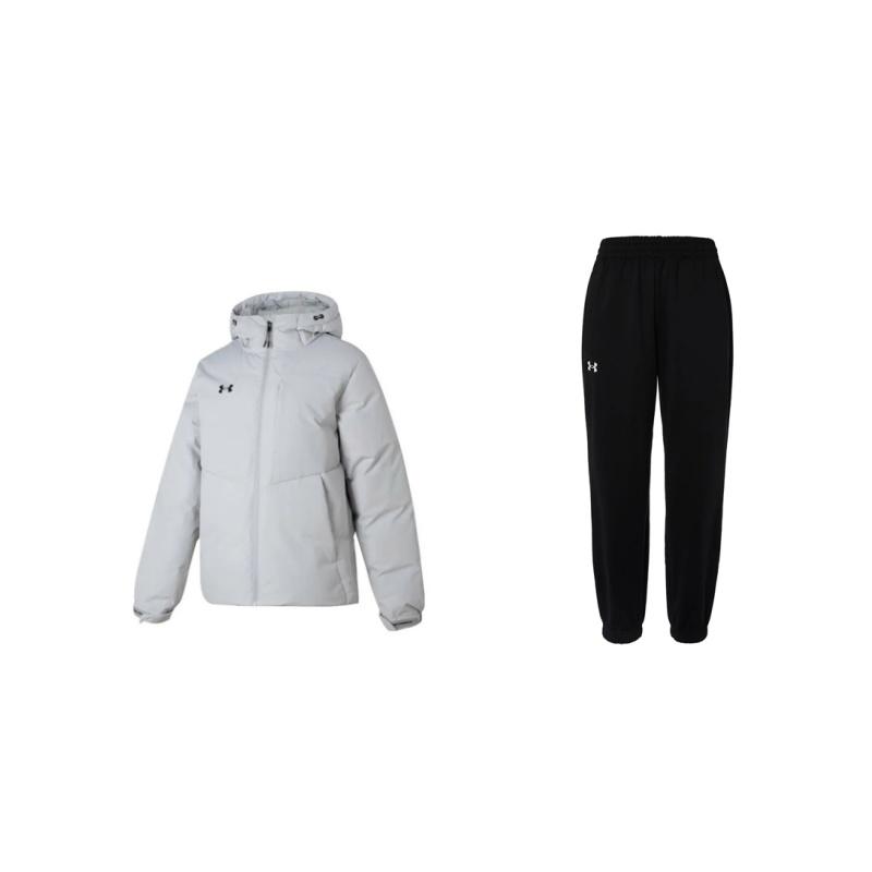Under Armour Windproof Outdoor Warm Long Sleeve Fashion Comfortable Lightweight Simple Long Pants Casual Sports Suit 24600705-001+23600801-009