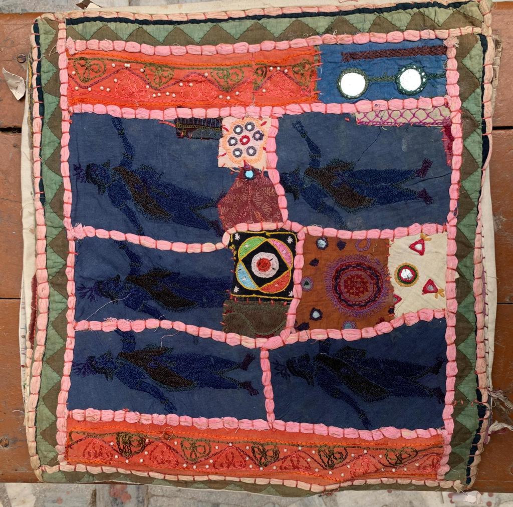 Old Stock Traditional Indian Patchwork Pillow Cover | Handcrafted Textile Art