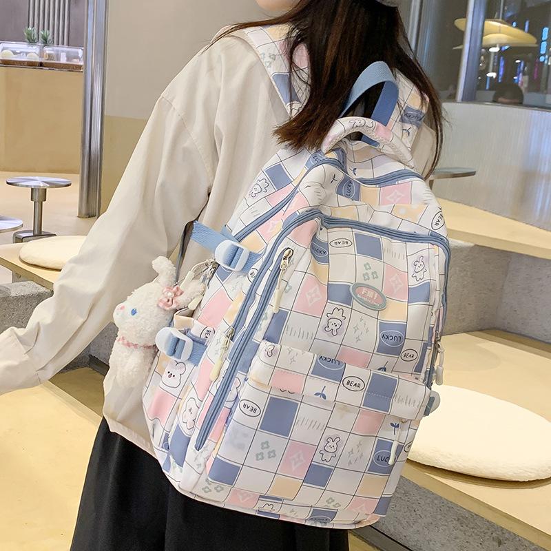 Schoolbag Primary School Students Children Plaid Junior High School Students High School Students