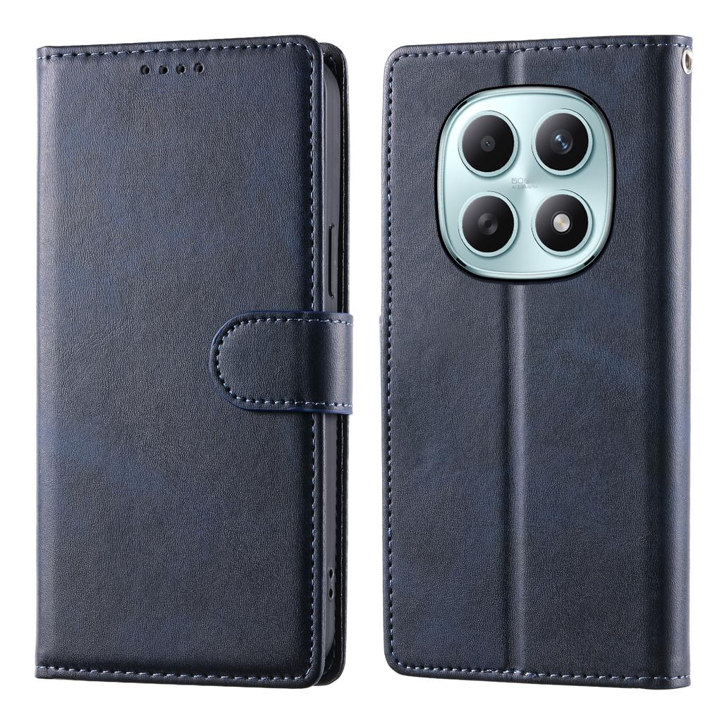 For Xiaomi Poco M8 5G/Redmi Note 15 5G (Global) Case Stand Wallet Calf Texture PU Leather Flip Phone Cover with Wrist Strap
