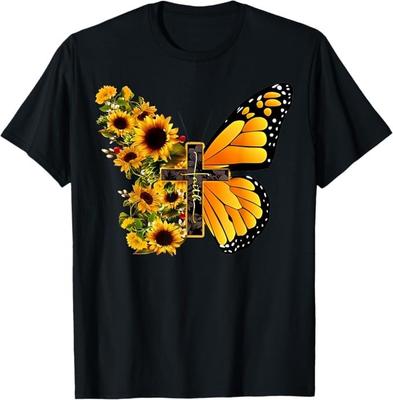 Glaube Kreuz Sonnenblume Schmetterling Christlich Vintage T-Shirt