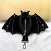 20cm PU Leather Bat Gothic Coin Purse with Foldable Wings Keychain Change Purse for Shopping Travel Work School Outdoor DailyUse