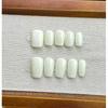 Handmade Press On Nails Glossy Solid Cream White Phototherapy Fake Nail Patch Artificial Nail Reusable