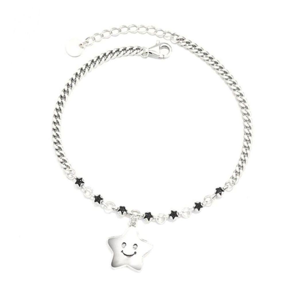 Triple Bangle Smile Daily Star Pendant Silver Bangle