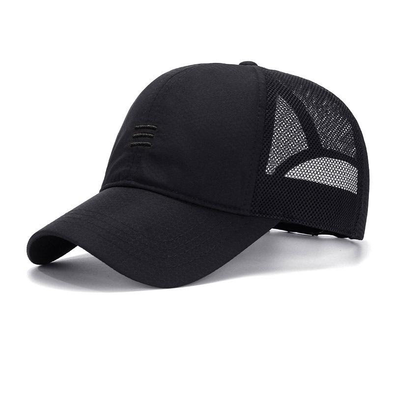 XL 65cm Große Größe Herren Sommer Netz Baseballkappe Schnelltrocknend Outdoor Verstellbar Snapback Lässig Sonnenschutz Entenschnabelmütze L 58-60cm black