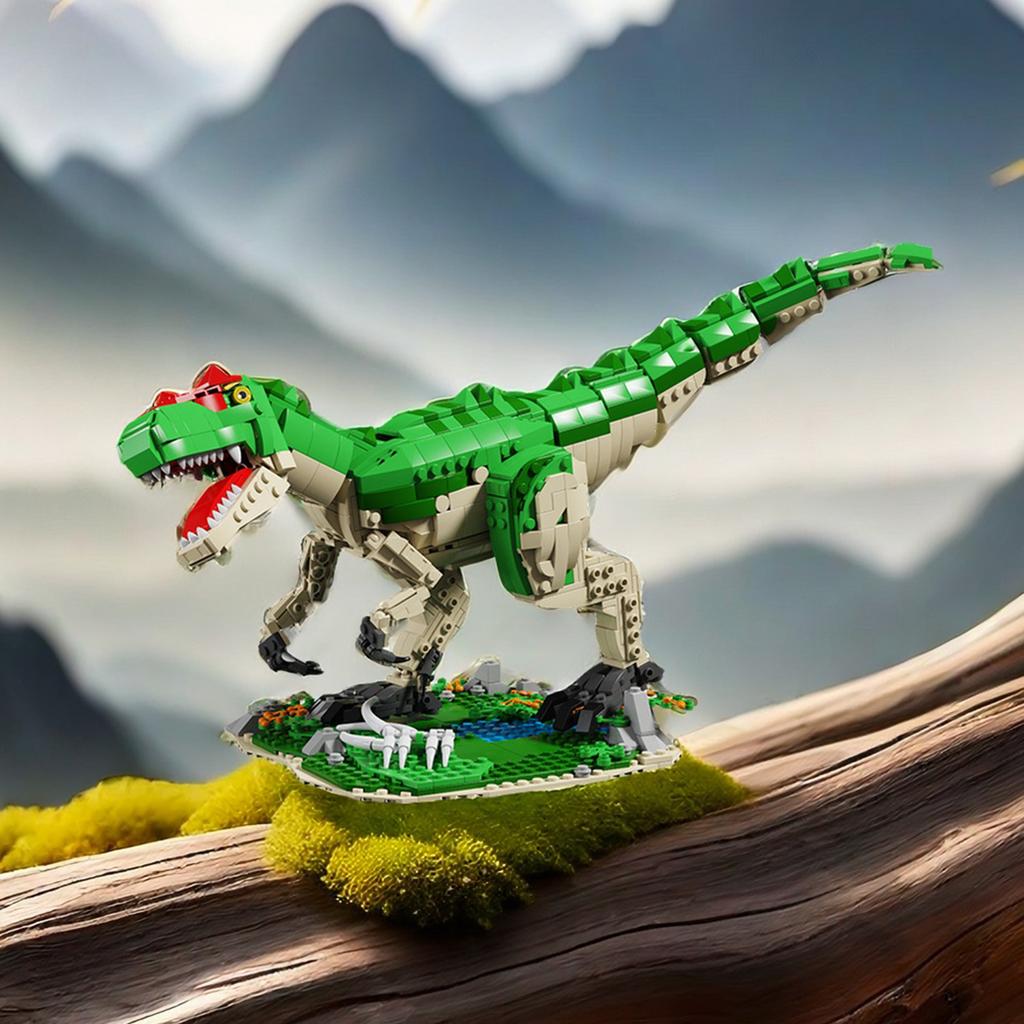 Non-Toxic 1160Pcs Dinosaur Building Blocks Toys Model Allosaurus Dinosaur Assemble Puzzle Bricks Toy Sets For Kid Desktop Ornament Gifts