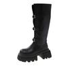 Cizme înalte pentru femei la modă grosolană, cu cataramă, cu platformă, cu toc mijlociu, până la genunchi, pantofi înalți până la genunchi, Trend 2025, iarnă, pantofi noi, Bote pentru motociclete