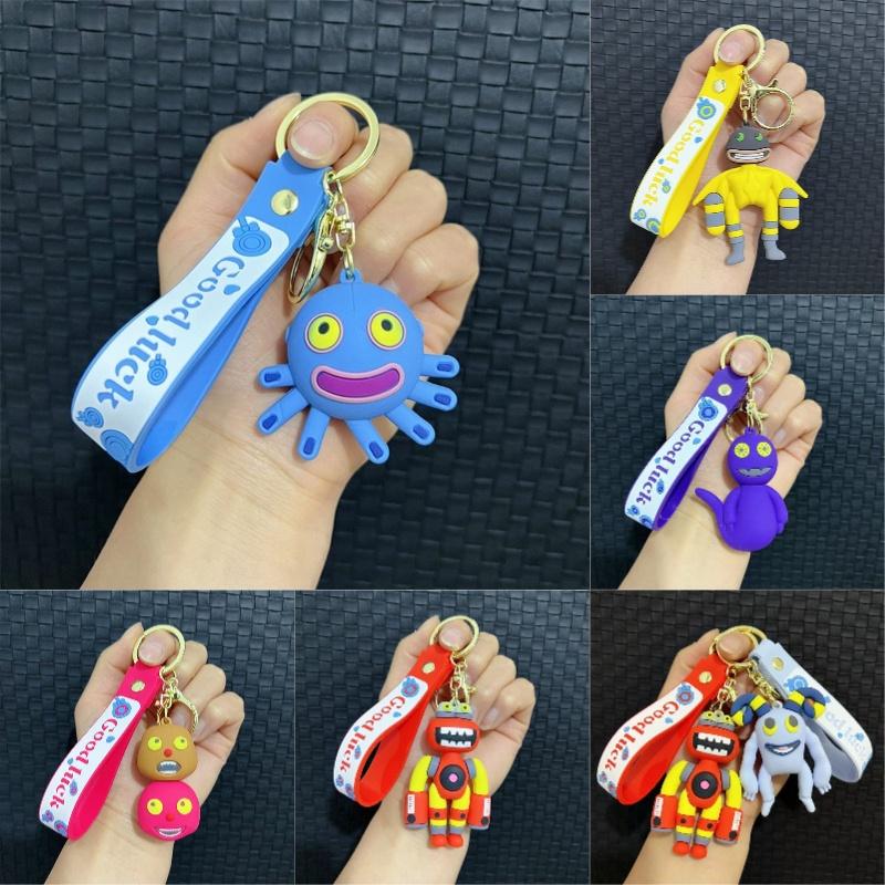 Singing My Monsters Keychain Cartoon Design Pvc Material Bag Accessory Kids Gift
