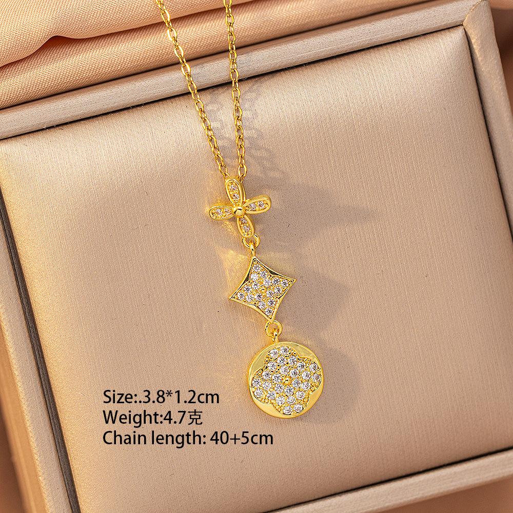 [Titanium Steel] Necklace Women's Copper Micro-inlaid Electroplating Advanced Sense Delicate Clavicle Chain Jewelry