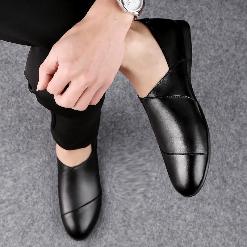 Fashion Men Shoes slip on Genuine Leather Male Casual Men Shoes hole summer Comfortable Formal Loafer Business Office Formal Dress Shoes