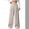 Damen Apricot High Waist Weites Bein Locker Lässig Anzug Lange Hose