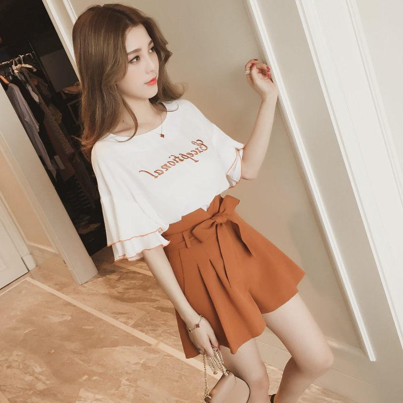 Traje de moda de verano chaqueta casual para mujer con mangas cortas + traje  de dos piezas con pantalones cortos de pierna ancha comprar a buen precio —  entrega gratuita, reseñas reales