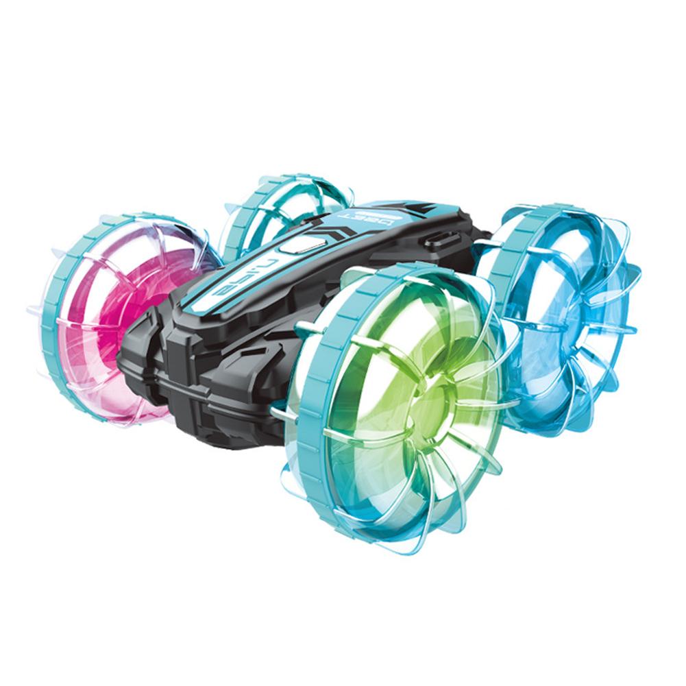 2.4G Amphibious Remote Control Car 4WD RC Stunt Car With LED Lights Double Sided Flips Rotating RC Boat Toy Gifts For Kids