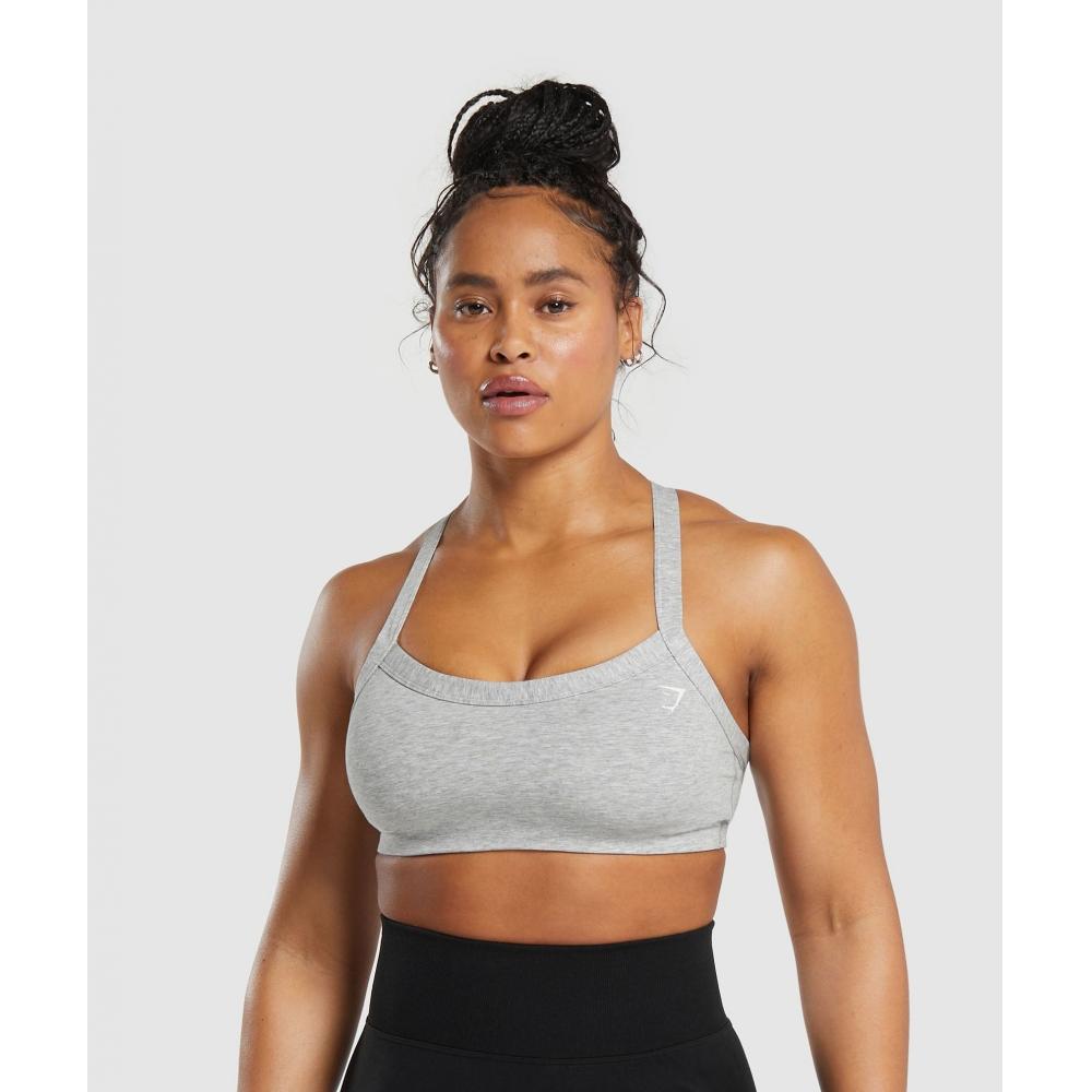 

GYMSHARK Хлопковый спортивный бюстгальтер светло-серый Core Marl B8A5X GBCN