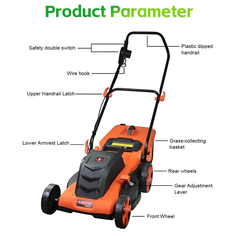 1200W/1600W Electric Lawn Mower Garden Yard Hand Push Weeder Lawn Mower High Power Lithium Trimming and Grass Beaters