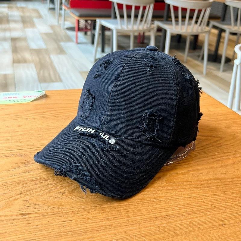 Couple retro old ripped baseball hat men's and women's tide street personality versatile soft top sunshade cap
