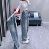 Spring 2026 European Style Plus Size High Waist Rhinestone Denim Pants - Women's Loose, Slimming, Versatile Straight Leg