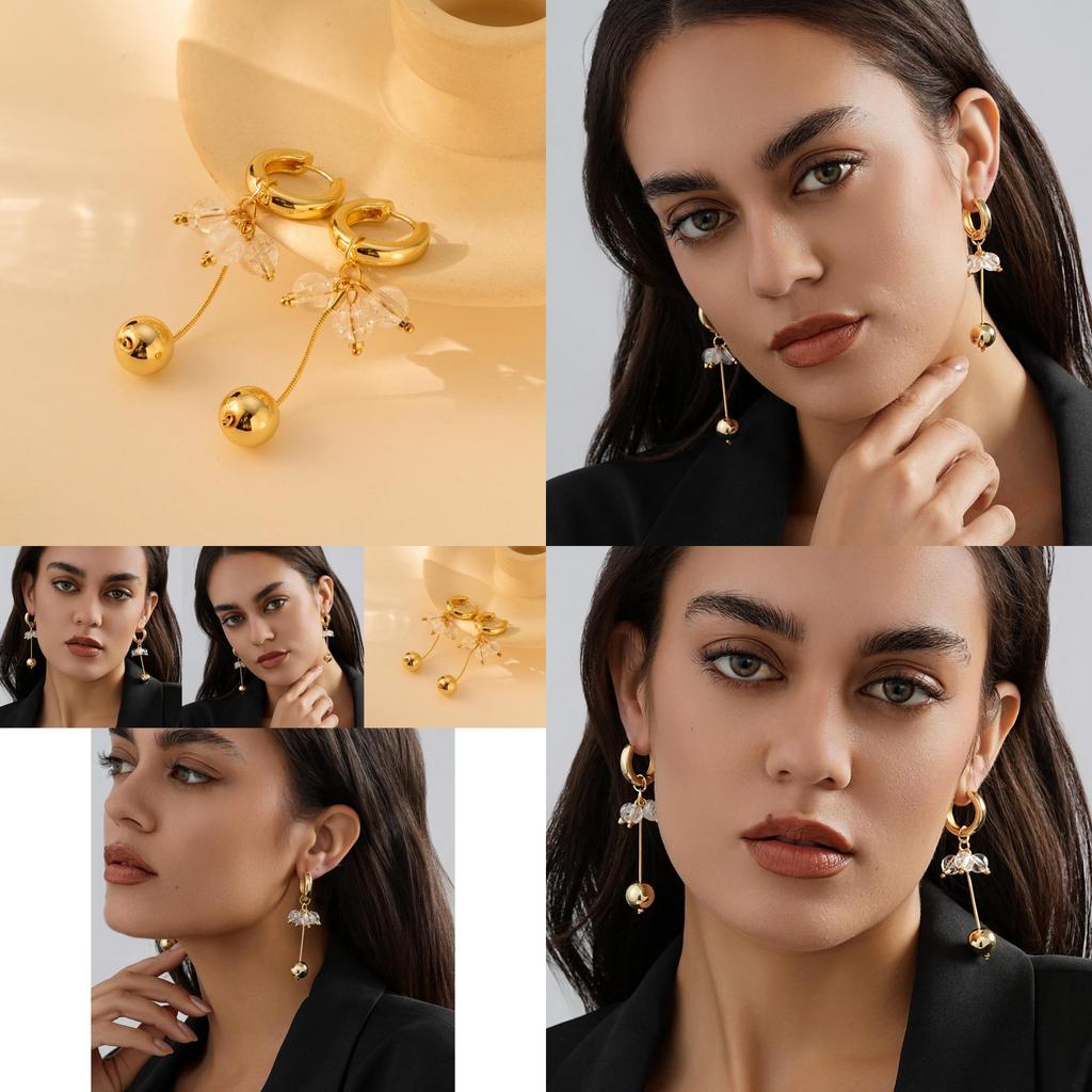 Elegant Gold Plated Long Drop Earrings Simple And Trendy For Women