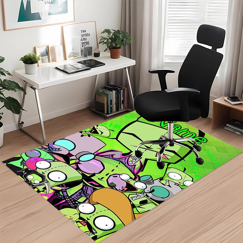 Custom Name Invader Zim Printed Carpet, for Office Chair Living Room Bedroom Kitchen Room Decor Gifts.