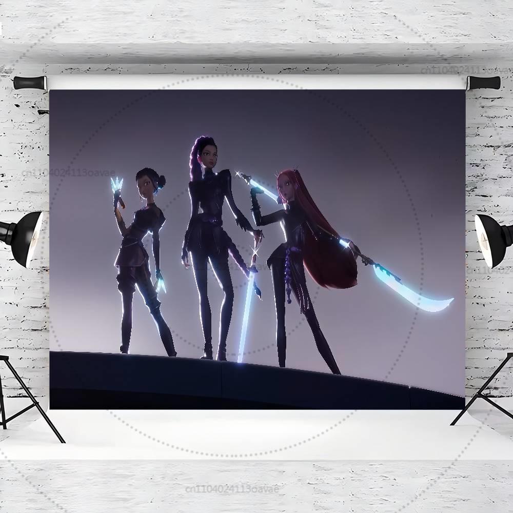 K-Pop Demon Hunters Tapestry - Anime Kpop Wall Banner For Party Backdrop Aesthetic Living Room Decor Anime Tapestry Wall Tapestr