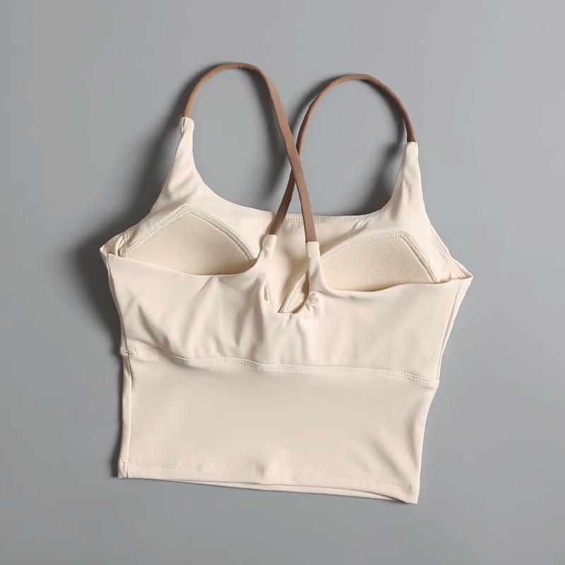 Women's Strappy Back Yoga & Pilates Tank Top with Chest Pad - Fitness & Running Sportswear