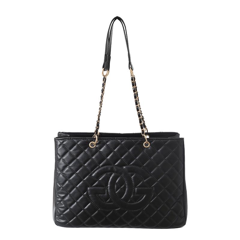 Women's Fashion Diamond Pattern Chain Tote Bag