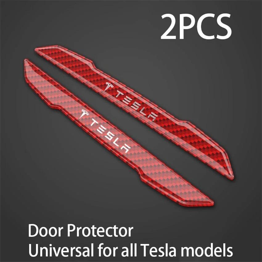 Carbon Fiber Door Handle Protector Cover for Tesla Model 3/Y, Anti-Scratch Sticker Decal, Metal Upgrade Exterior Accessories
