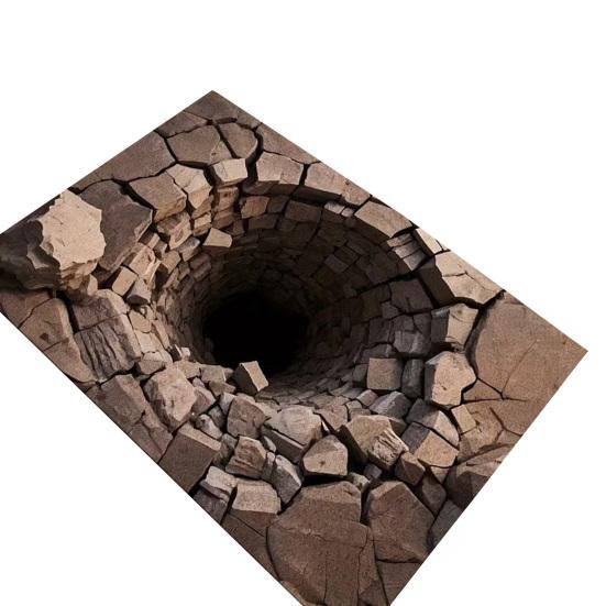 3D Hole Rug Realistic Bottomless Pit Floor Mat Funny Optical Non-Slip Backing for Illusion Rug MIT