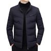 Men's Winter Casual Thick Warm Down Jacket with Stand Collar for Middle-Aged and Young.