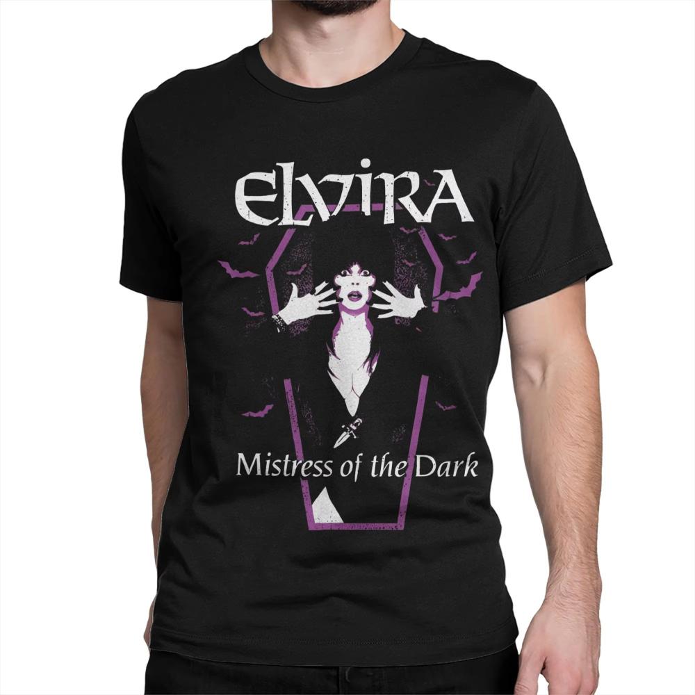 Vintage Gewaschen Elvira Herrin der Finsternis Retro Gothic Bedrucktes Baumwoll-T-Shirt Herren Damen Tee Sommer Lässige Mode Kleidung Oberteile Streetwear