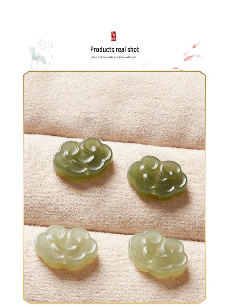 Qinghai Hetian Jade Ruyi Cloud Pendant Necklace for Babies