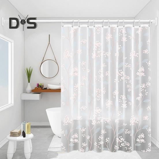 Shower Curtain with Hooks Waterproof Tear-Proof Easy To Clean Different Printings Quick Dry Light-penetrating Mold-proof Shower Liner