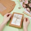 30pcs Foldable Kraft Paper Candy Boxes with Visible Window for Postcard Gift Packaging Rectangle BurlyWood 15.2x11.5x2.5cm