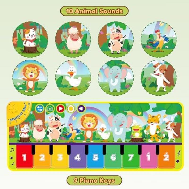 Baby Music Play Mat, Piano Dance Mat for Toddlers 1-3 Years Old, Educational Toys, Christmas Birthday Gifts for Boys Girls