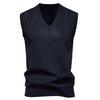 Men Knitting Vest V-Neck Sleeveless Rhombus Texture Sweater Vest Autumn Winter Solid Color Casual Vest Knitwear