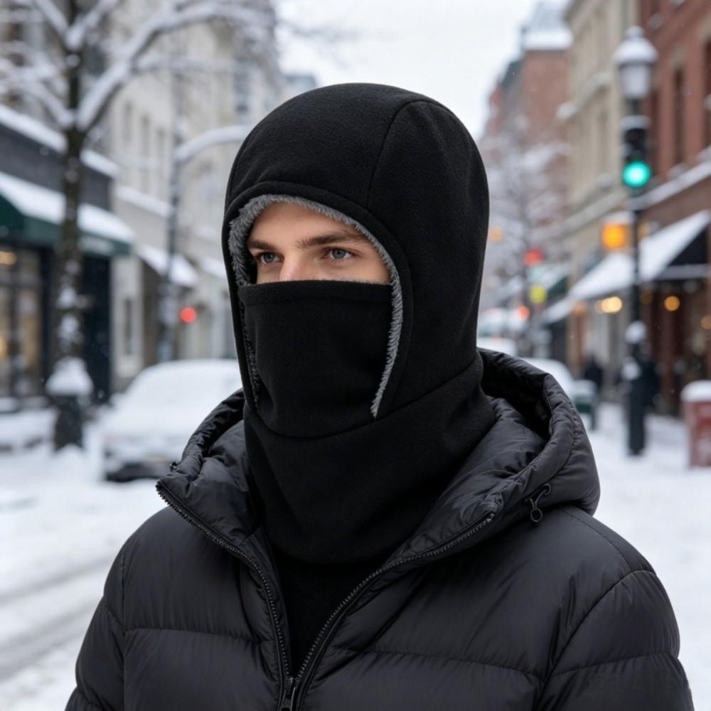 Solid Color Balaclava Cycling Cap Fleece Ski Windproof Cap Warm Hood Hat Outdoor Sports