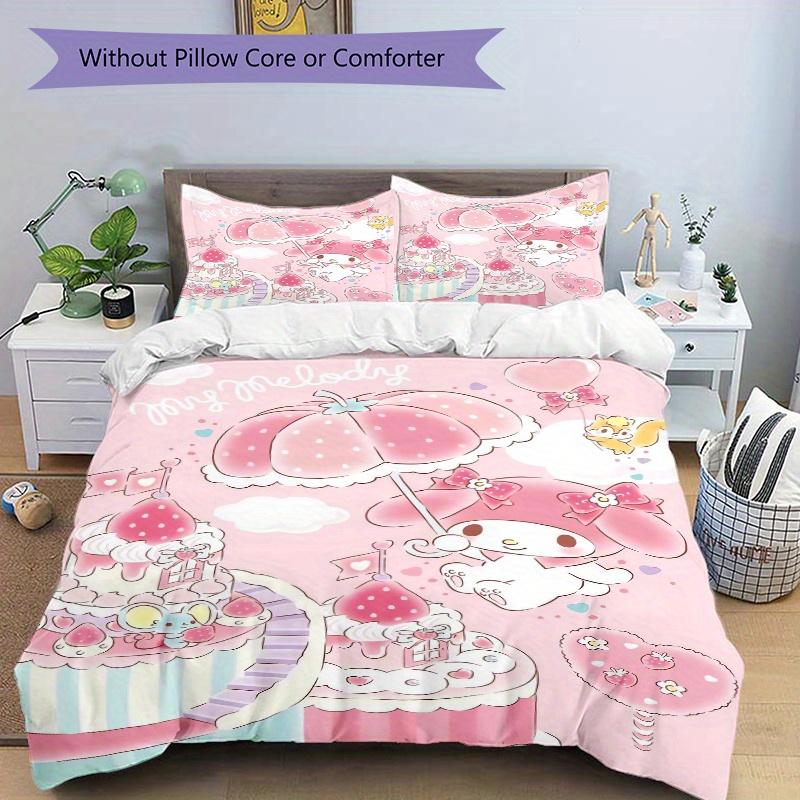 3pcs Cartoon My Melody Print Cover Set Ultra Soft, Breathable, and Comfortable Bedding with Stylish Design for Bedroom and Guest Room Decor 1 Cov