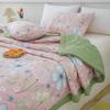 Elegant Floral Pattern Summer Quilt 100% Cotton Skin-friendly Breathable Air Conditioning Quilt Camping Travel Thin Blanket