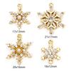 1 Piece Brass Christmas Charms 18K Gold Plated Christmas Snowflake Clear Cubic Zirconia Pendants For DIY Jewelry Making Findings