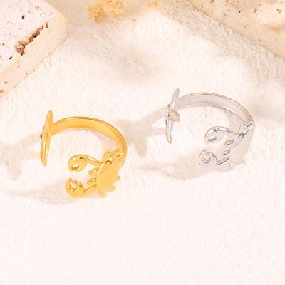 Cross-Border Ocean Series: Titanium Steel Non-Fade Starfish & Crab Couple Rings