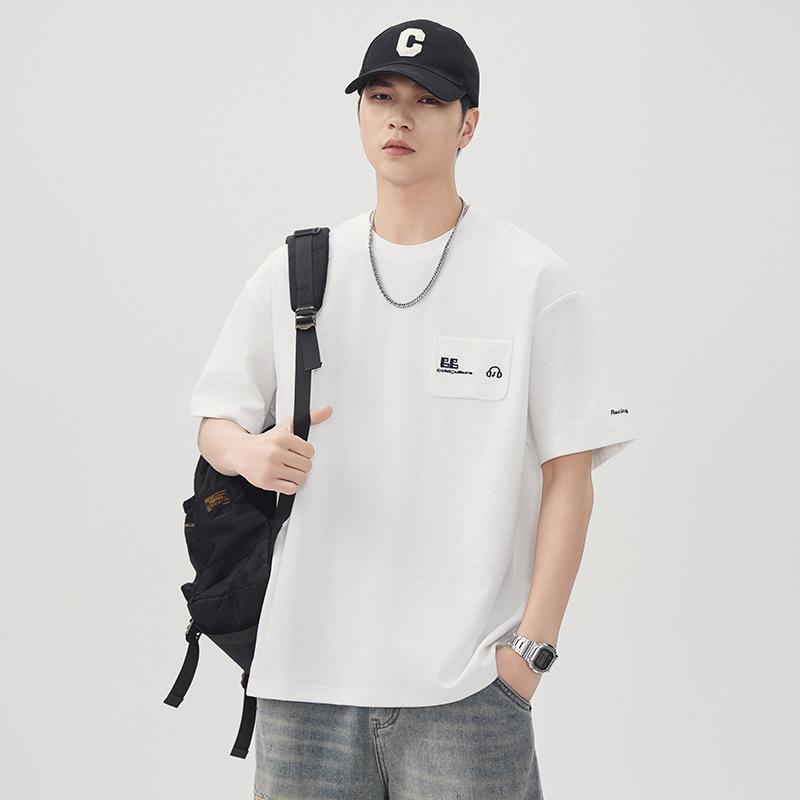 New Short-sleeved T-shirt for Men's Niche Pocket Embroidered T-shirt for Summer Loose Half-sleeved Top
