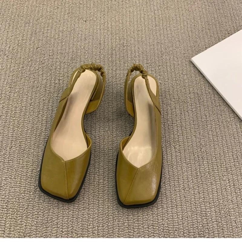 

Летние женские сандалии с квадратным носком, модные женские босоножки с эластичной резинкой, женские туфли на плоской подошве для вечеринок 37