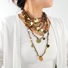 Boho Multilayer Stacked Handmade Round Sequin Waterfall Necklace For Women Vintage Indian Ethnic Style Jewelry Neck Accessories