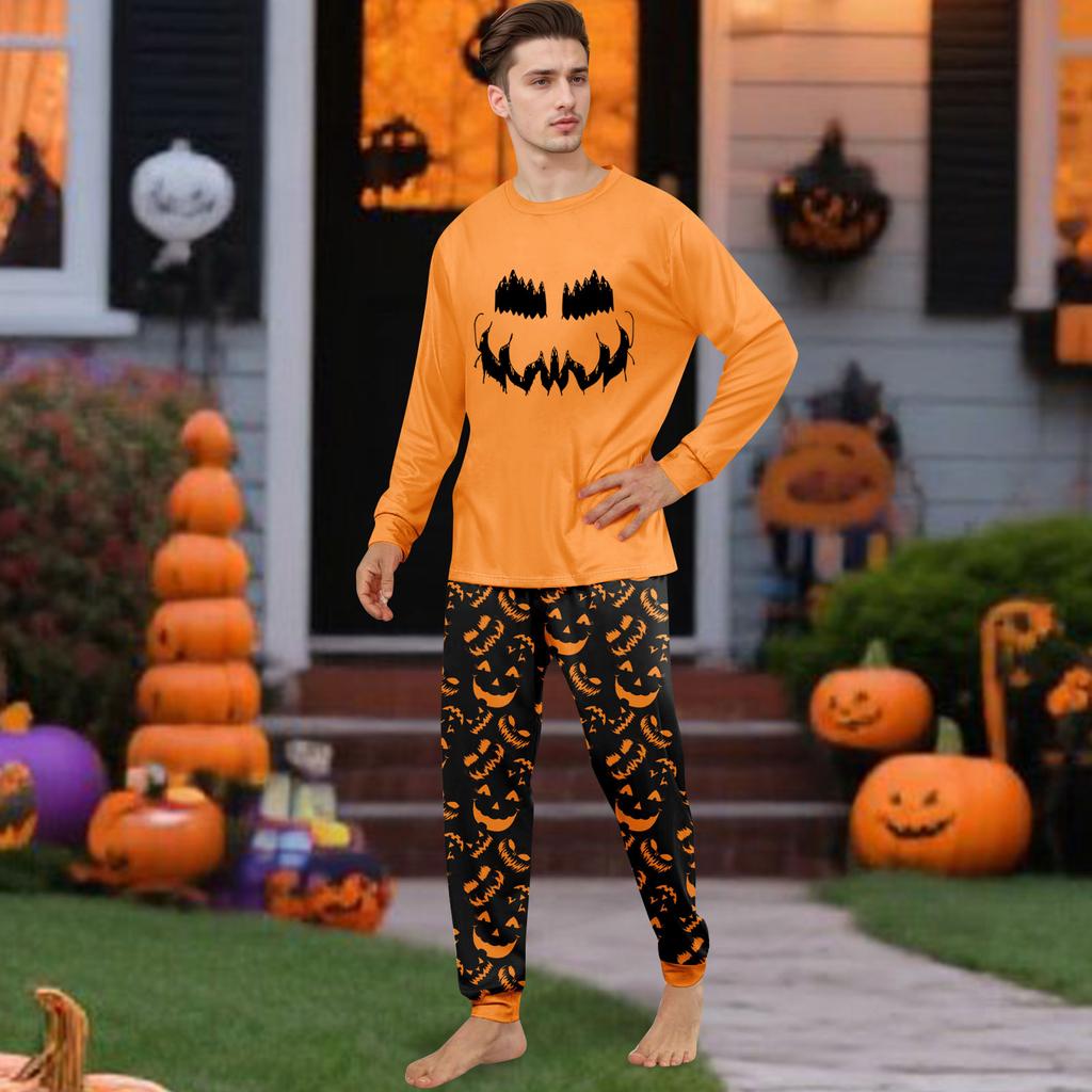 Print Cute Family Set Pajamas, Home Clothes, Family Set Long Sleeve Top Pants Set