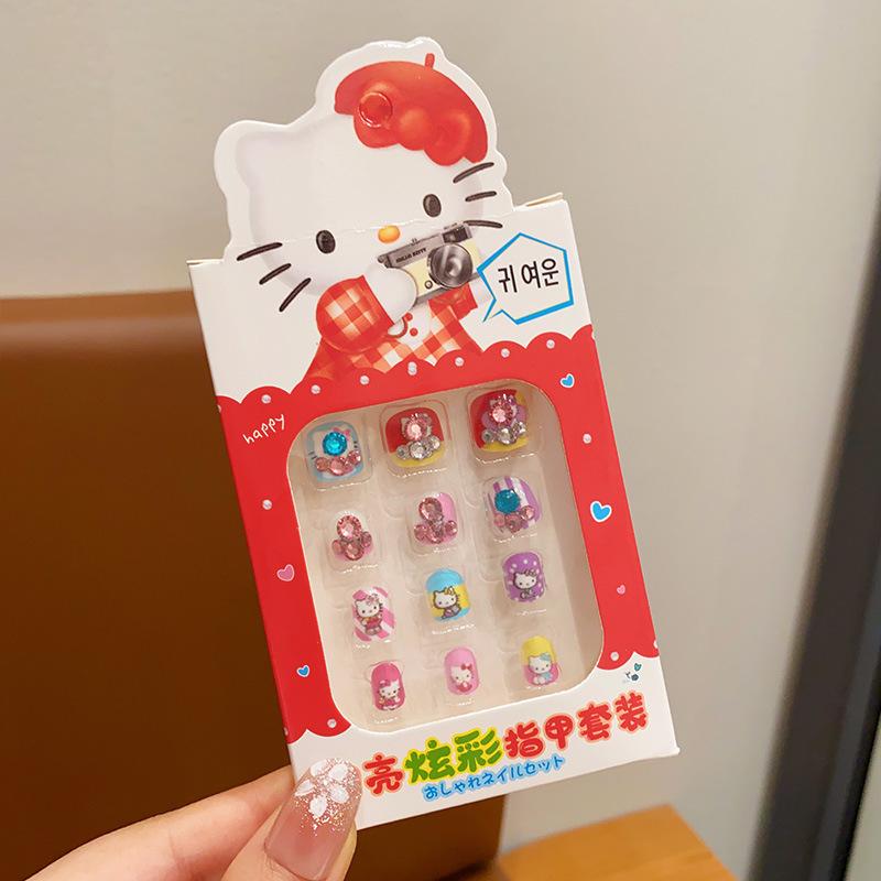 Наклейки на ногти серии Sanrio Детские Изысканные наклейки на ногти Милые Куроми Мелоди Наклейки на ногти Детские f8296-3# kt cat colorful nail polish (12 pieces)