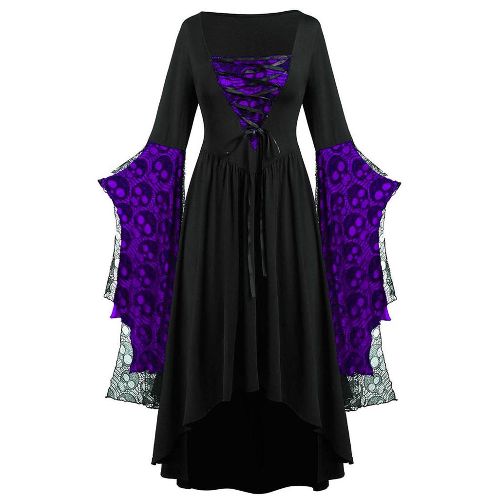 2023 Halloween Skull Lace Strappy Dress for Women