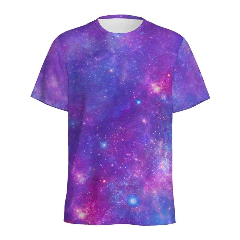 Men's 3D Printed Galaxy Space T-Shirt Colorful Starry Sky Pattern Loose Short Sleeve Round Neck Summer Street Tee Top