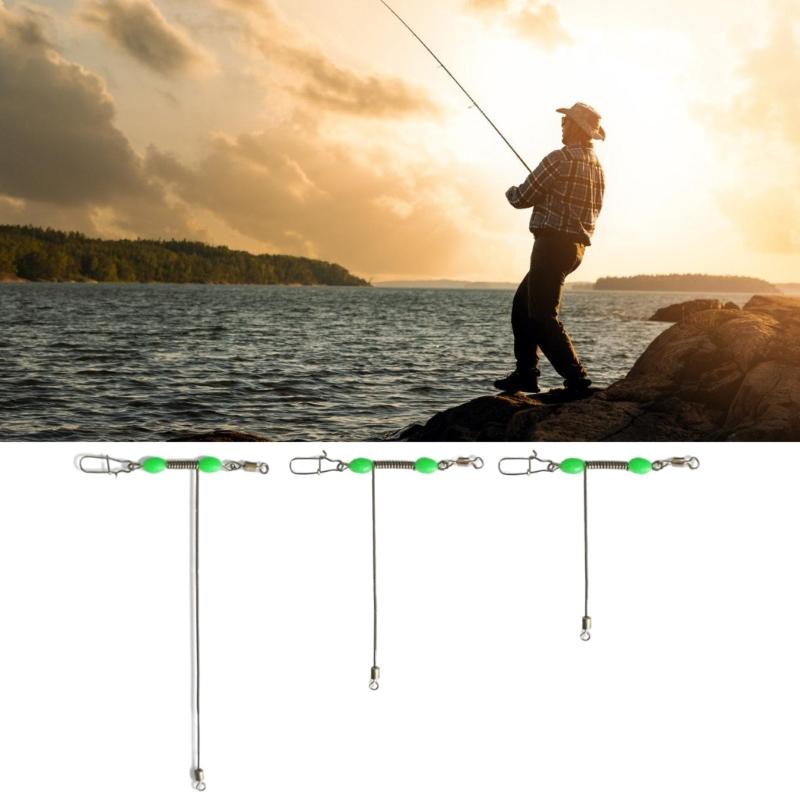 10Pcs/pack Luminous Beaded T Shape Fishing Swivels, Corrosion Resistant Stainless Steel 3 Way Rolling Swivels Snaps Set