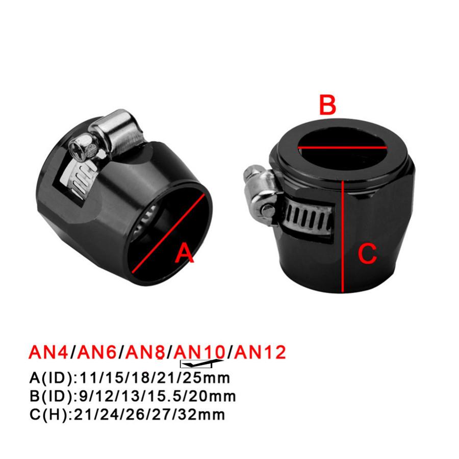 4Pcs AN10 Car Hose Finisher Clamp Hose End Cover Fitting Adapter Connector Black